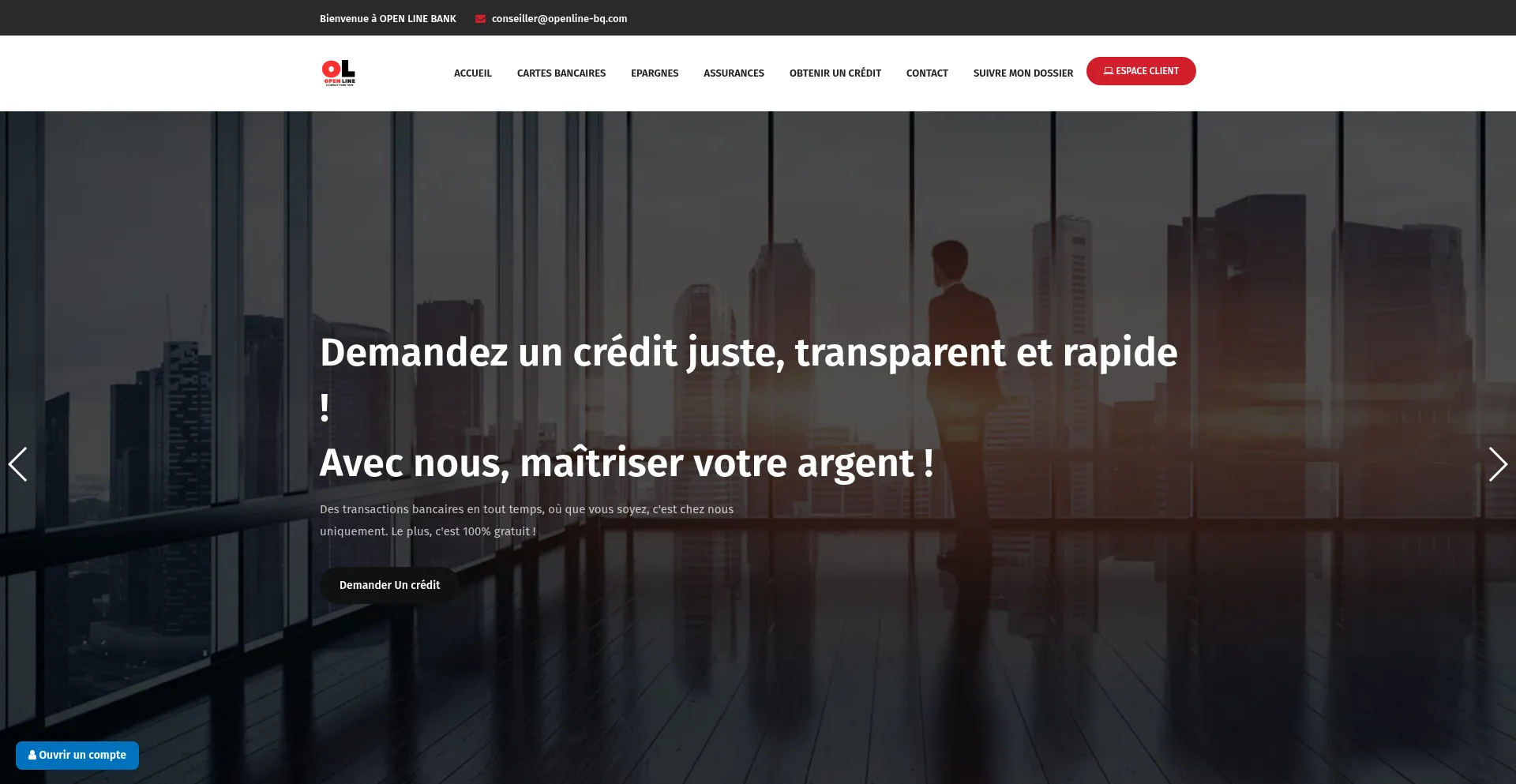 Website screenshot of Openline-bq.com