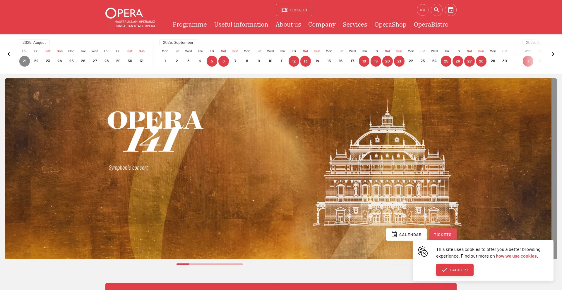 Website screenshot of Opera.hu