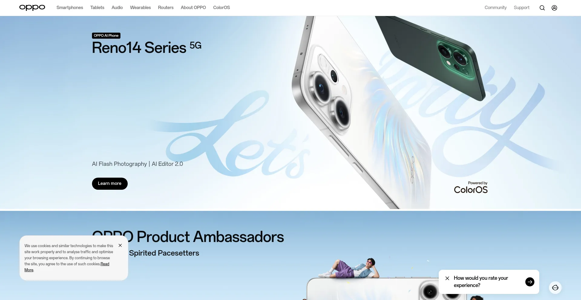 Website screenshot of Oppo.com