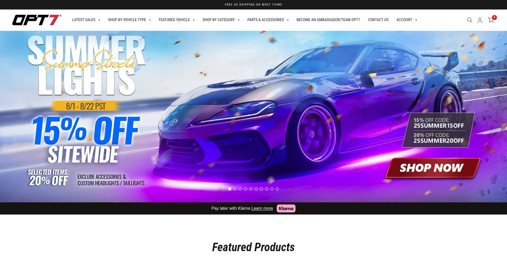 Website screenshot of Opt-7.com