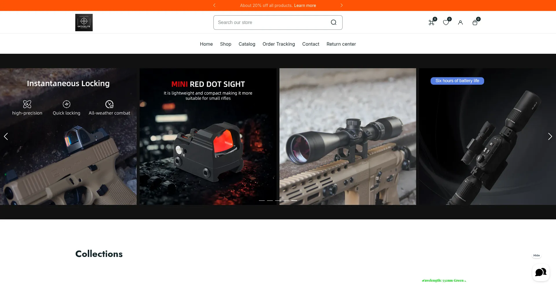 Website screenshot of Opticelite.com