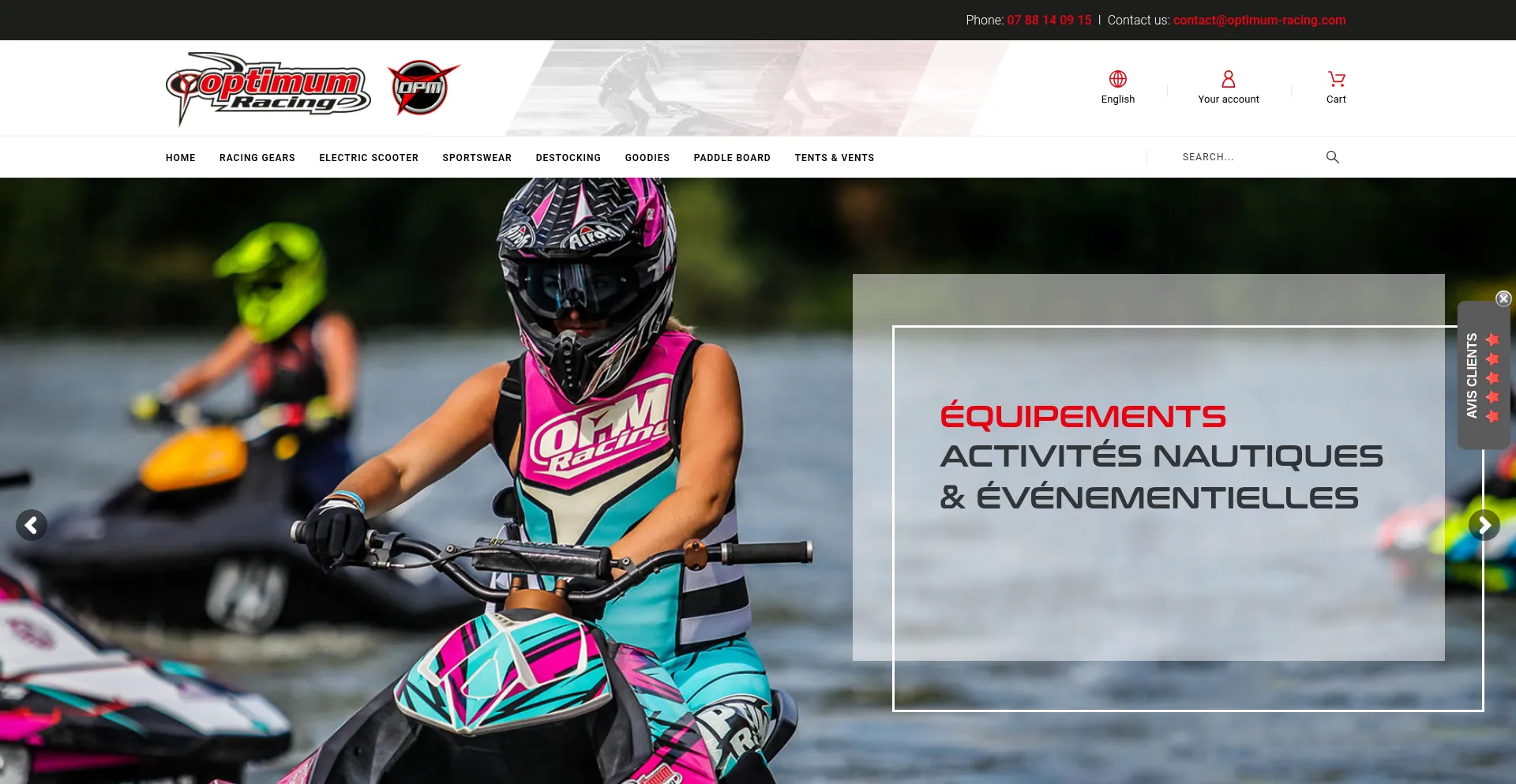 Website screenshot of Optimum-racing.com