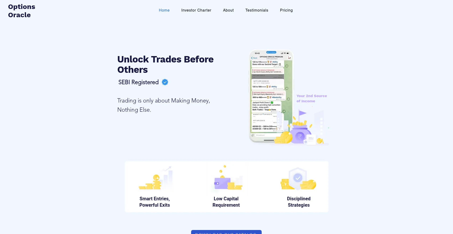 Website screenshot of Options-oracle.com