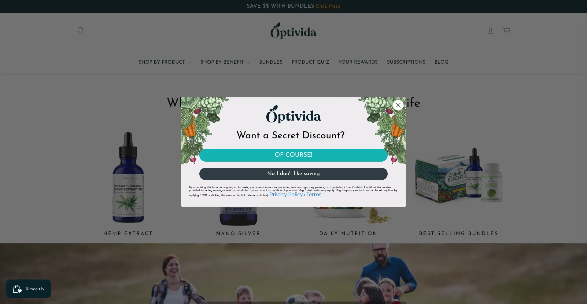 Website screenshot of Optividahealth.com