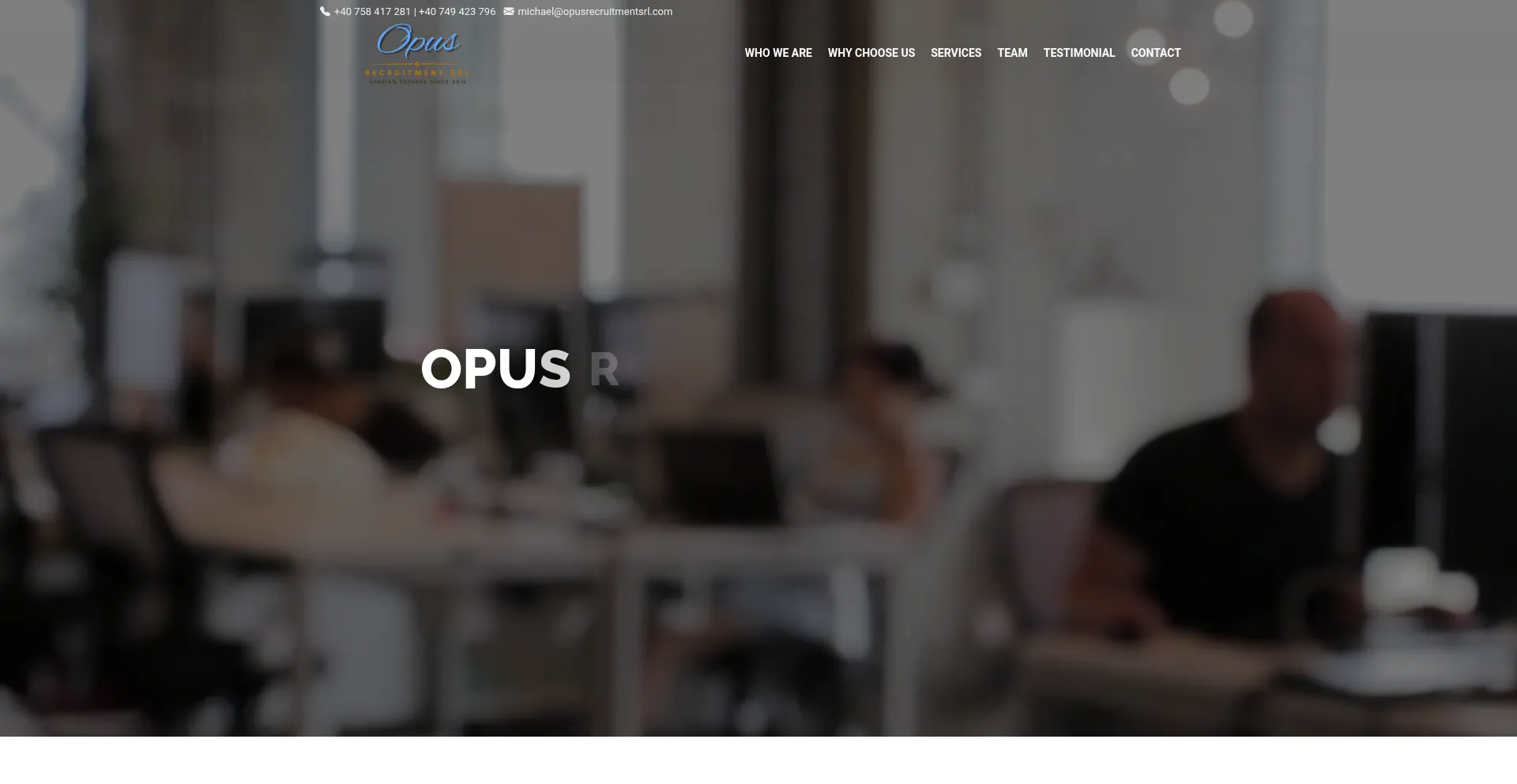 Website screenshot of Opusrecruitmentsrl.com