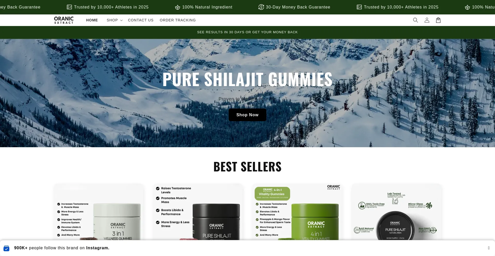 Website screenshot of Oranicextract.com