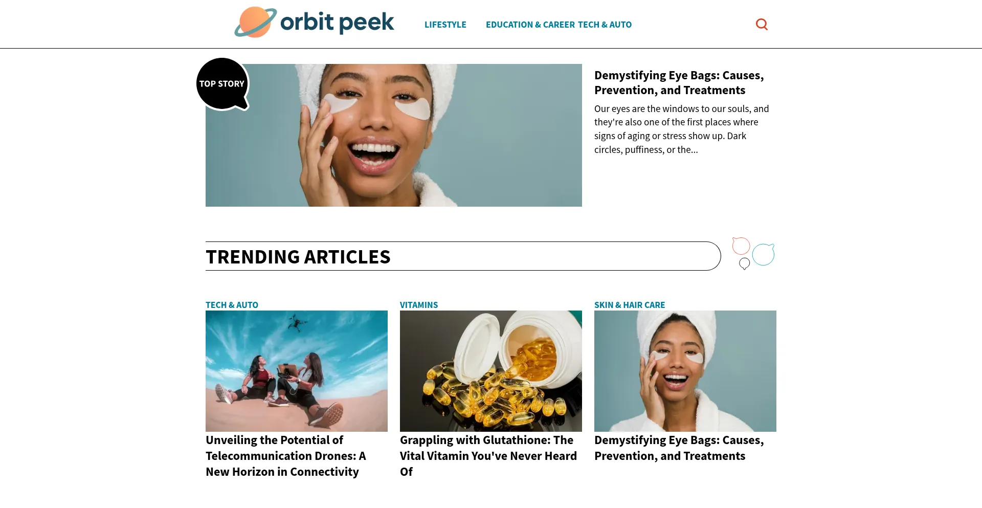 Website screenshot of Orbitpeek.com