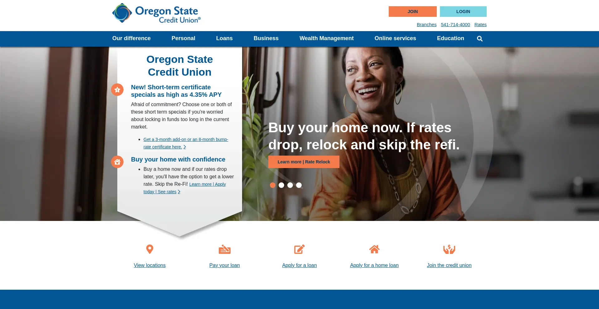 Website screenshot of Oregonstatecu.com
