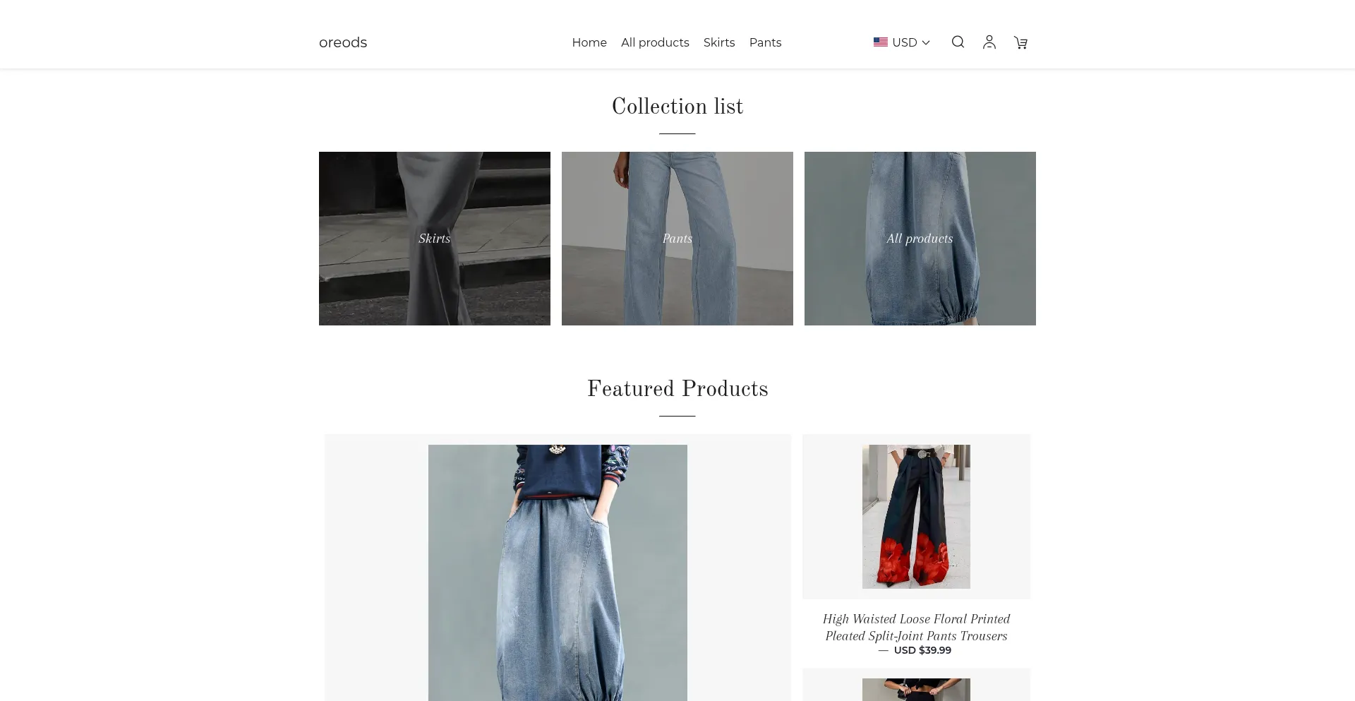 Website screenshot of Oreods.com