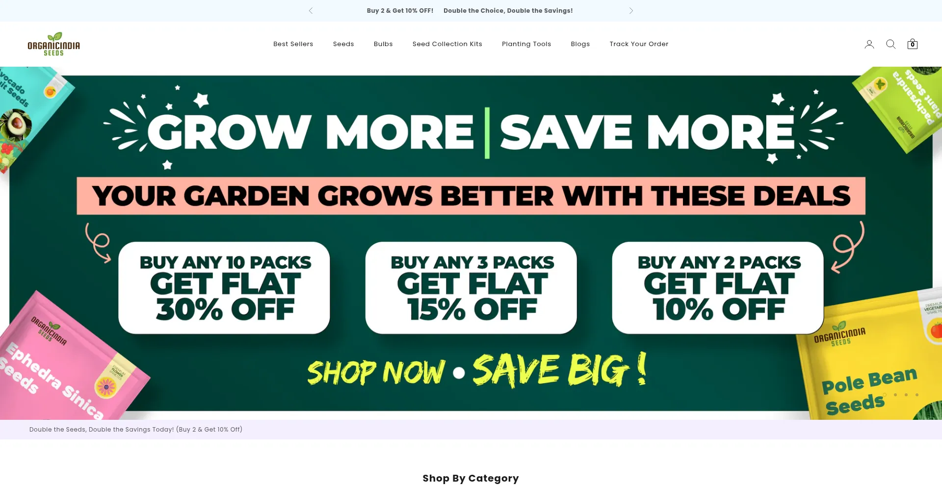 Website screenshot of Organicindiaseeds.com