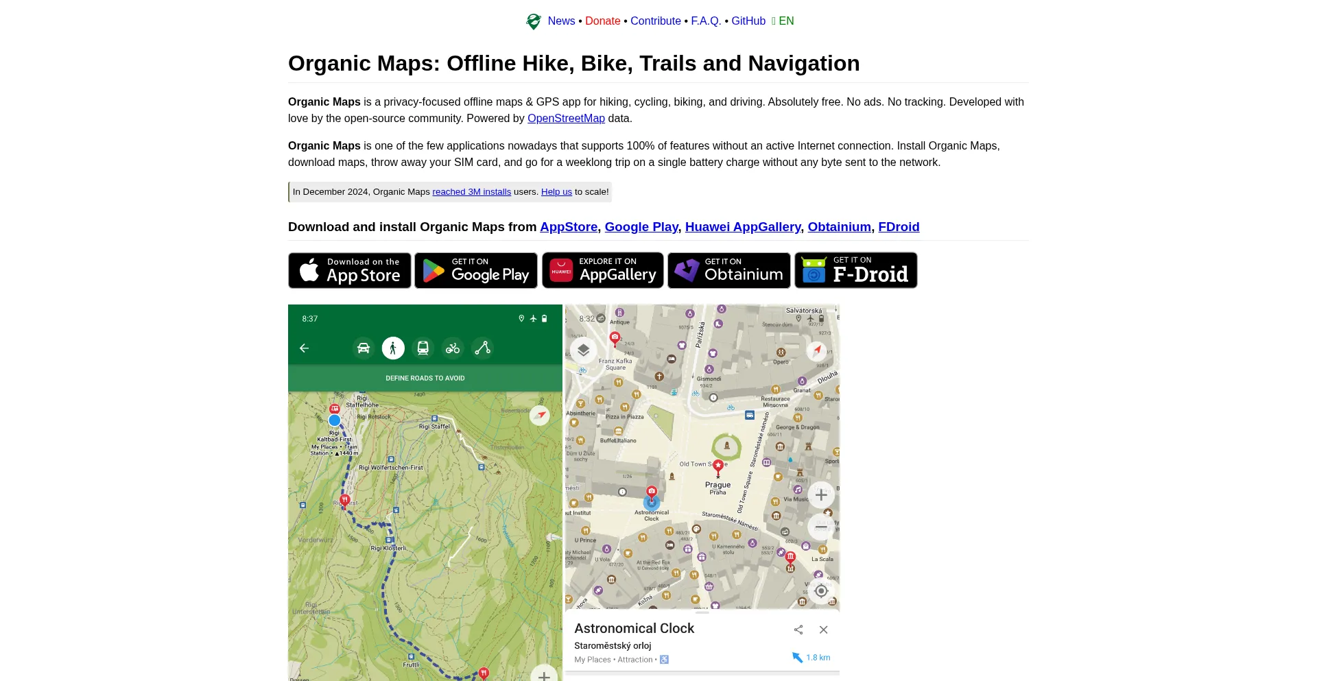 Website screenshot of Organicmaps.app