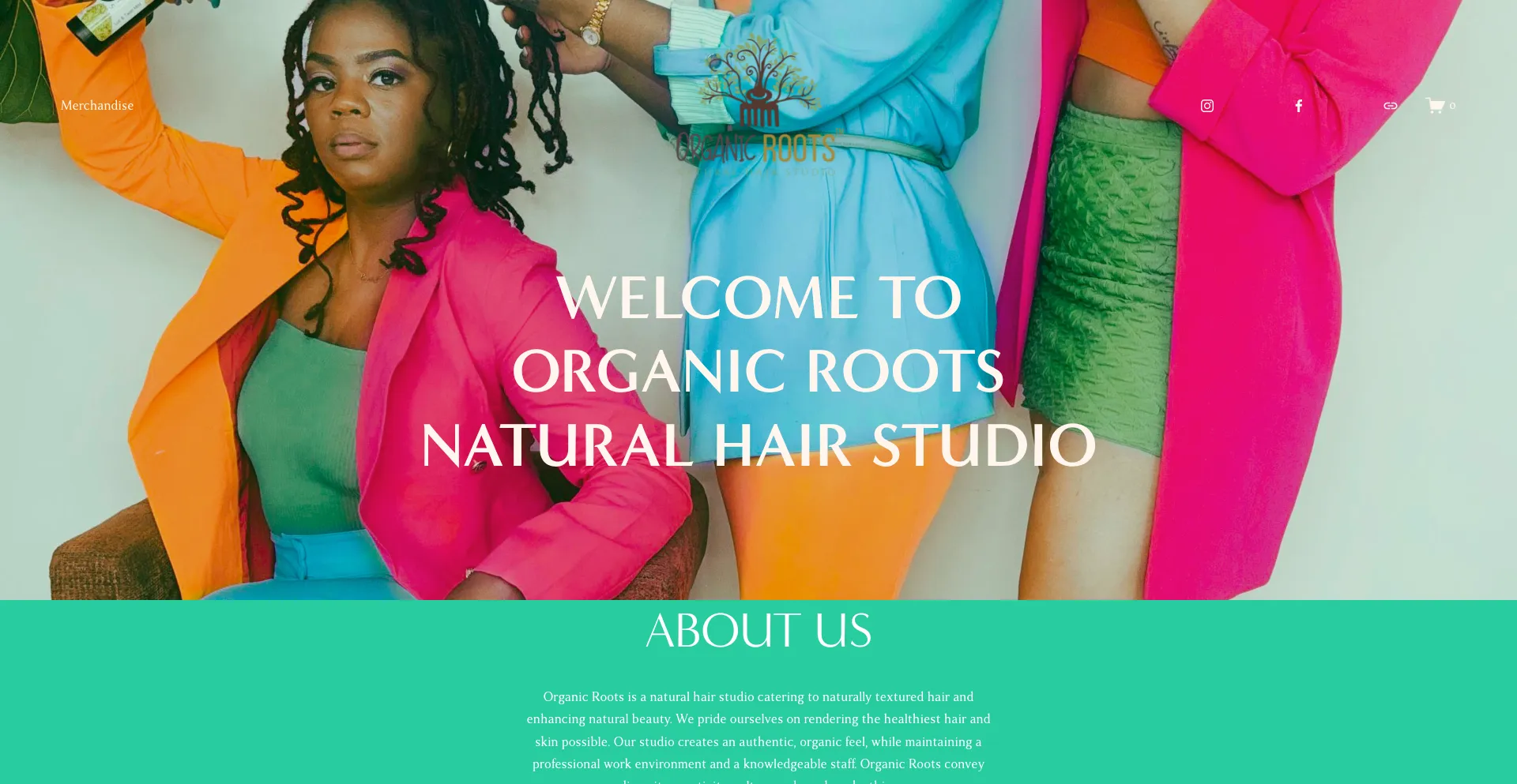 Website screenshot of Organicrootsstudio.com