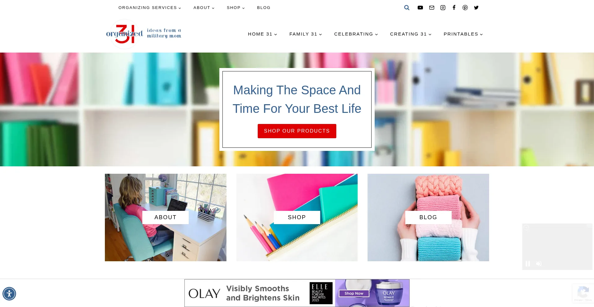Website screenshot of Organized31.com