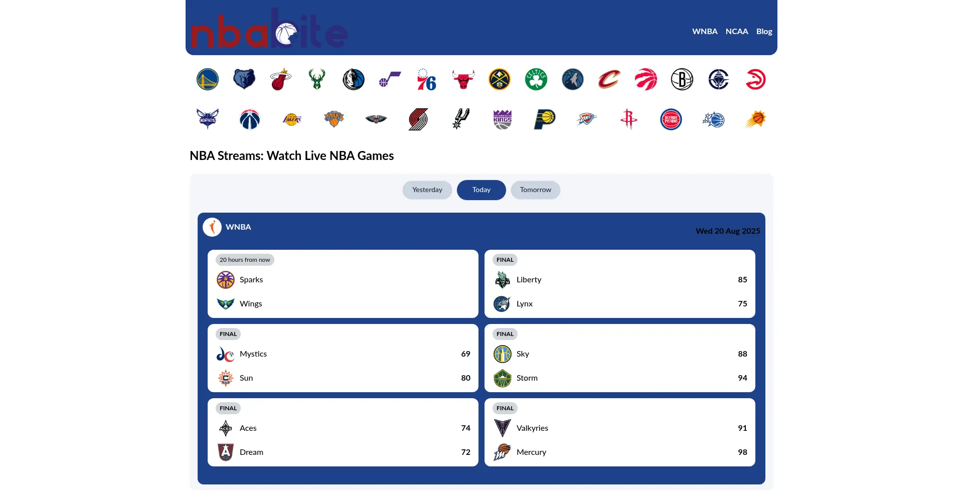 Website screenshot of Original.nbabite.com