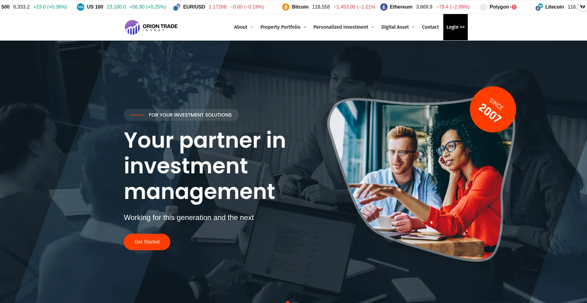 Website screenshot of Oriontradeinvest.com