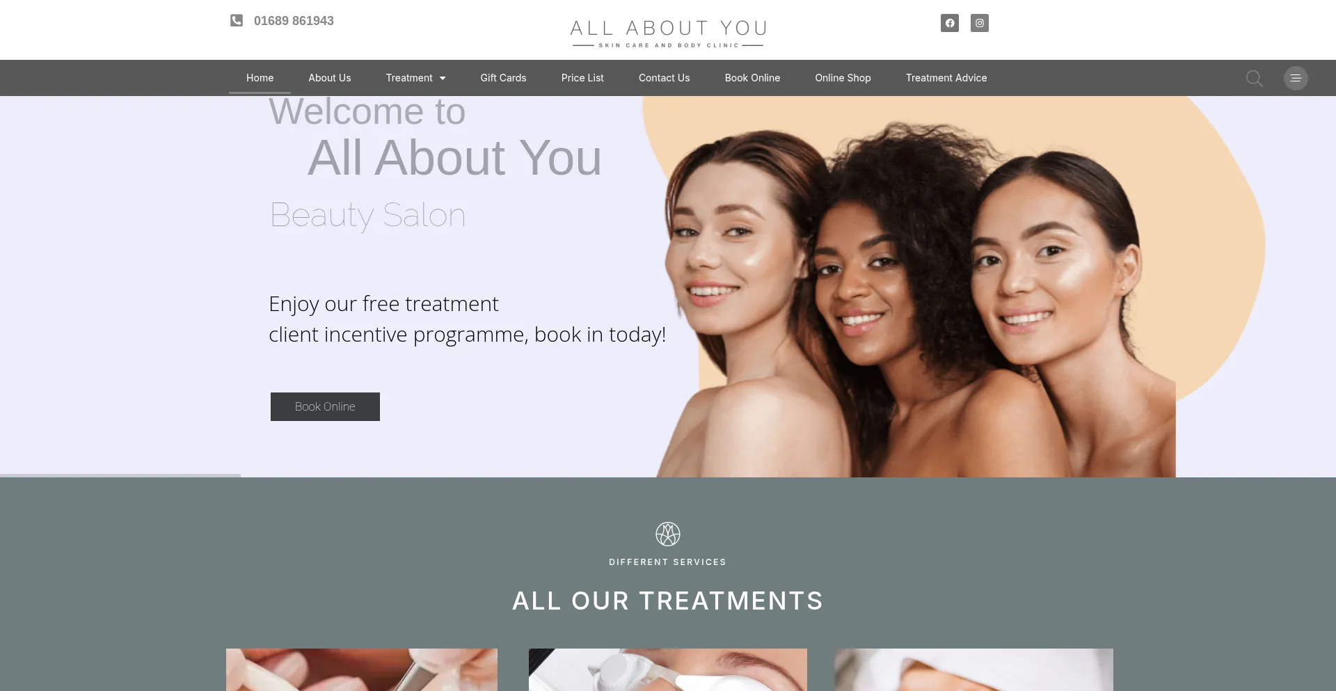 Website screenshot of Orpingtonbeauty.co.uk