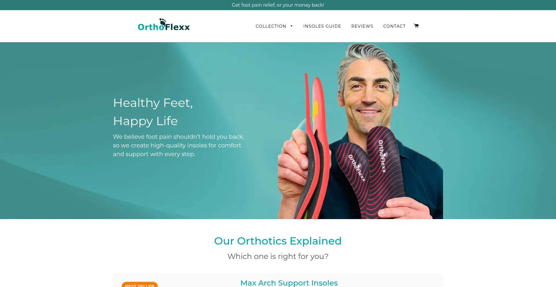Website screenshot of Orthoflexx.com