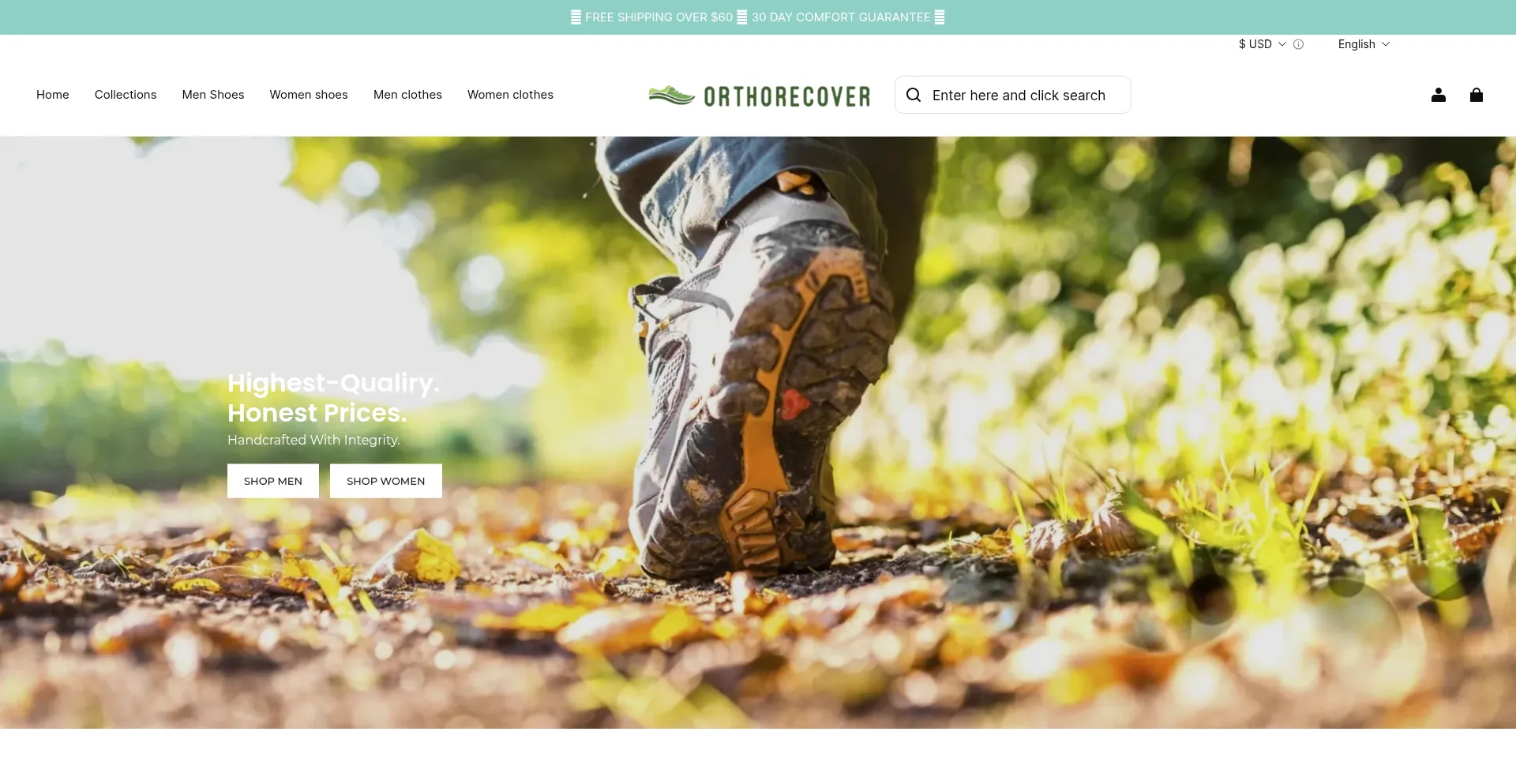 Website screenshot of Orthorecover.com