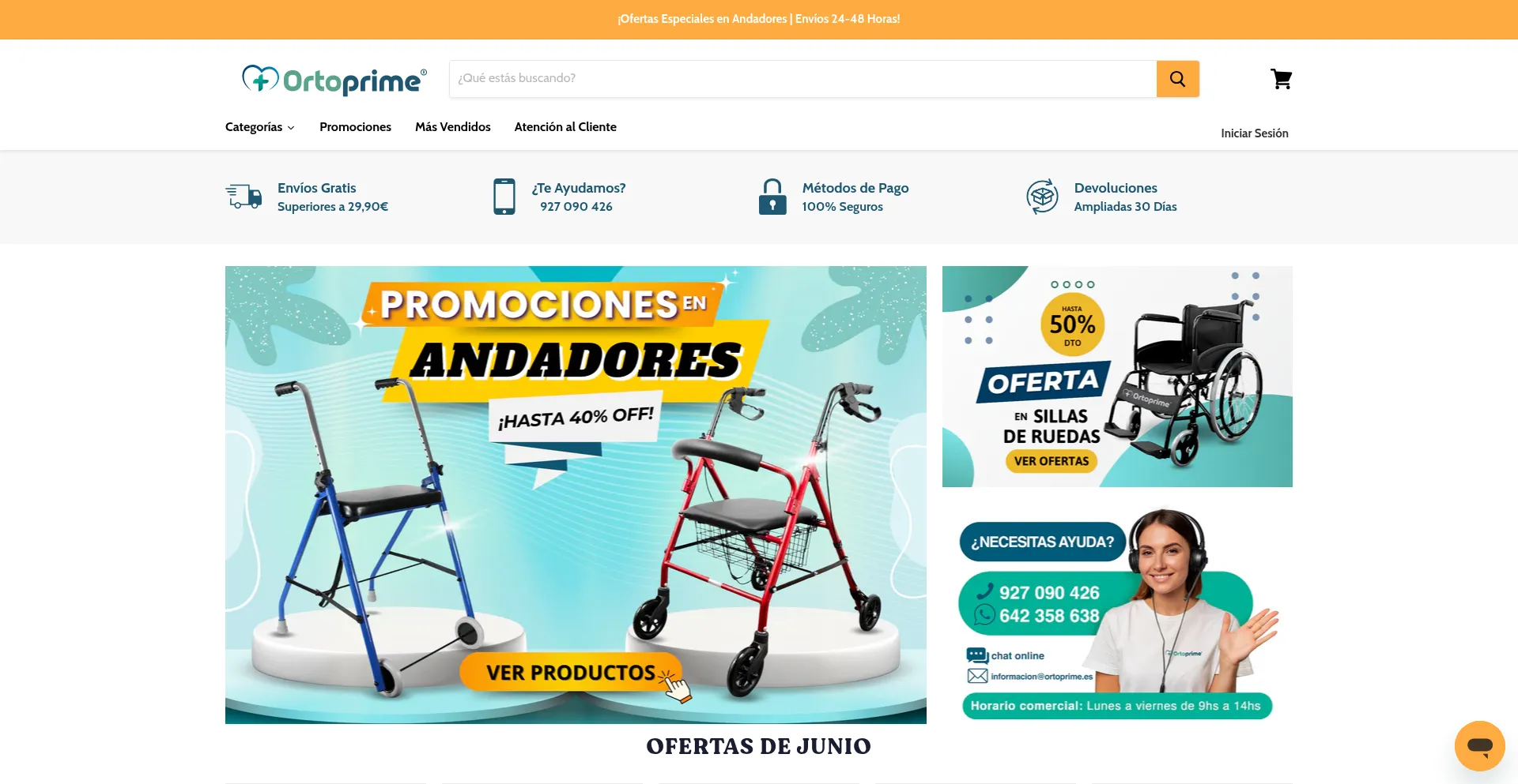 Website screenshot of Ortoprime.es