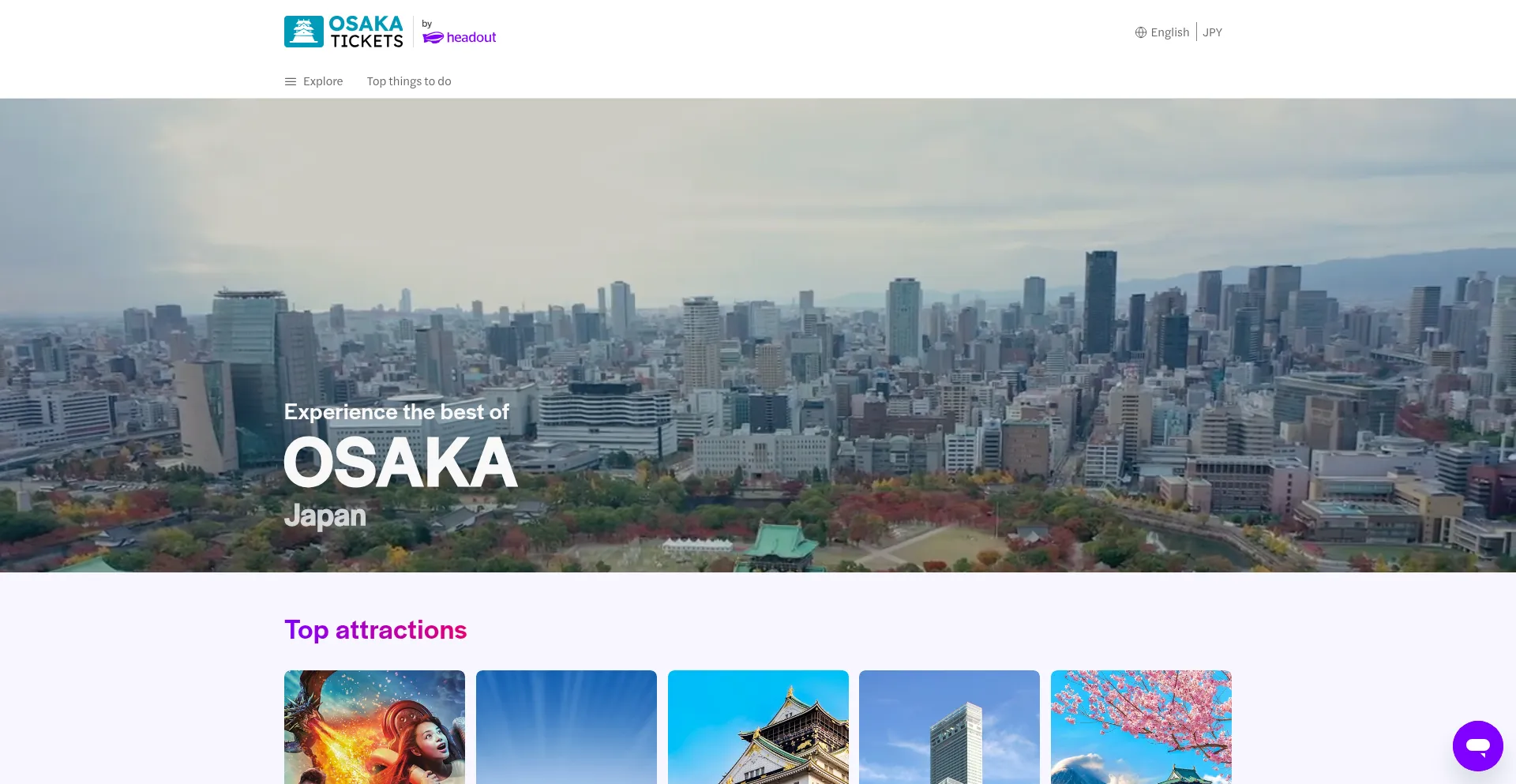 Website screenshot of Osaka-tickets.com