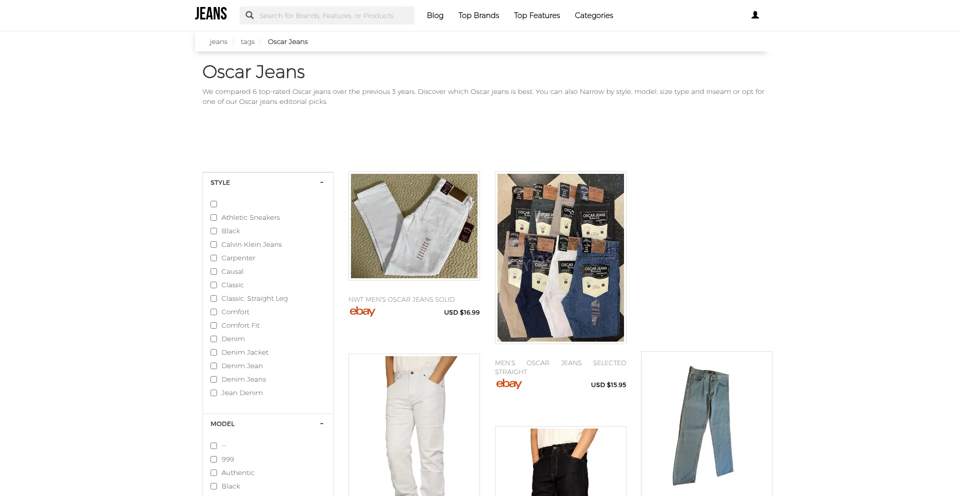 Website screenshot of Oscar.jeansn.com