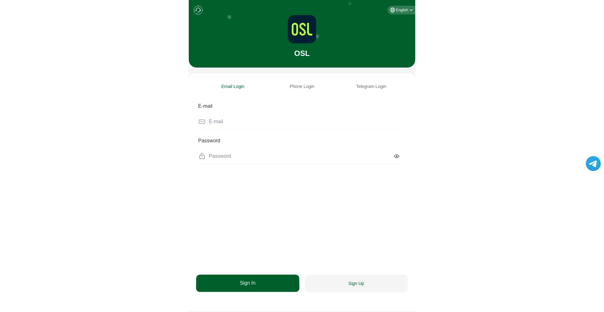 Website screenshot of Oslinvest.vip
