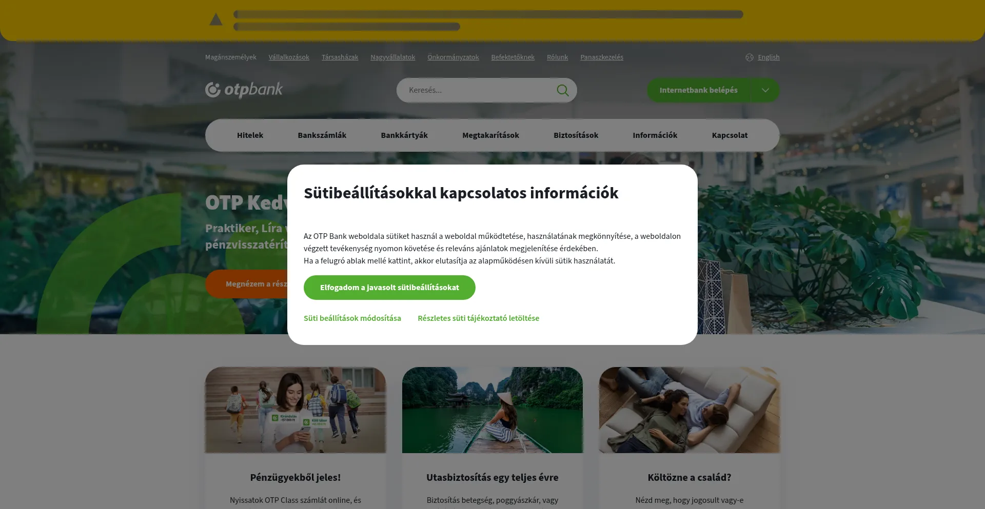 Website screenshot of Otpbank.hu