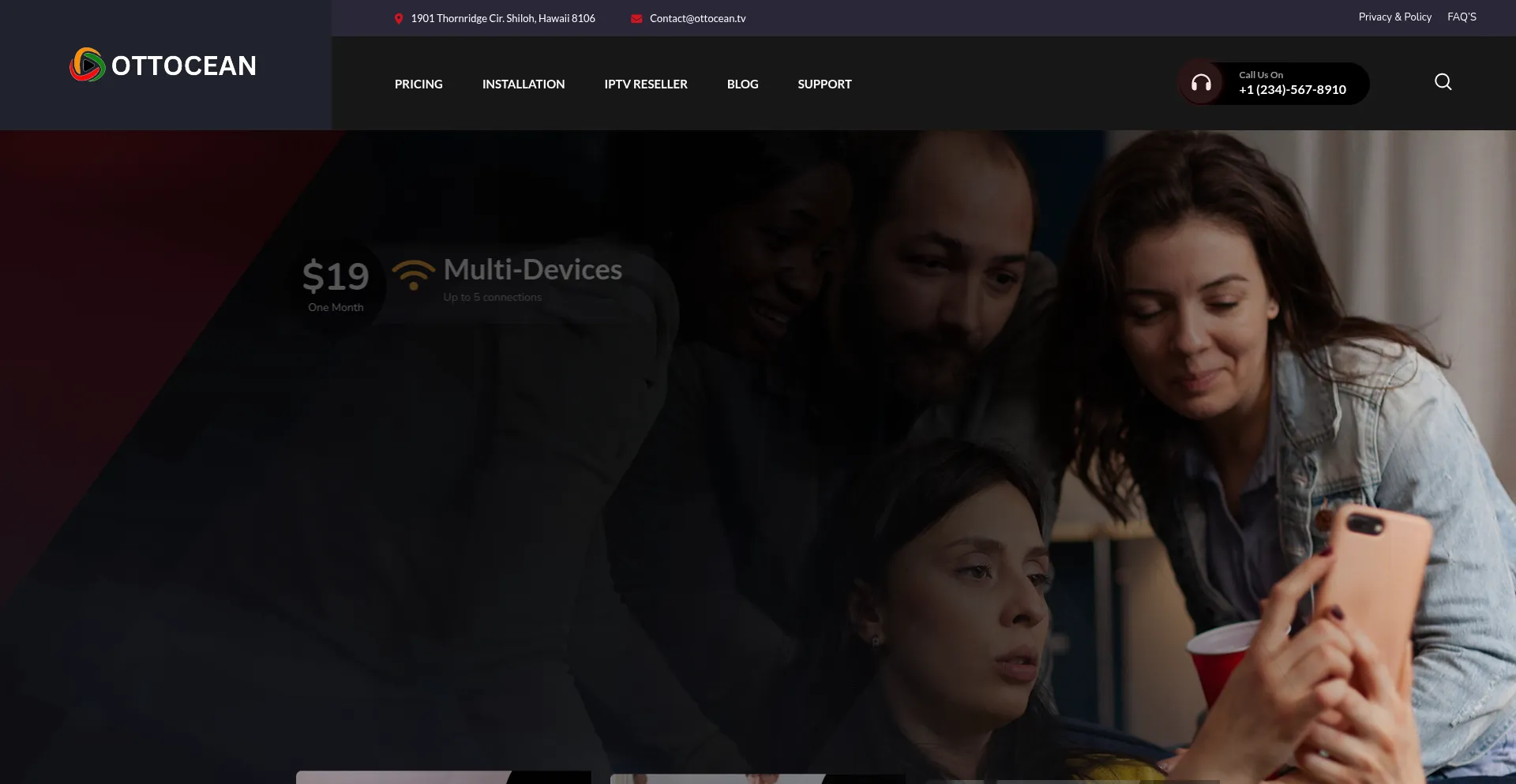 Website screenshot of Ottocean.tv