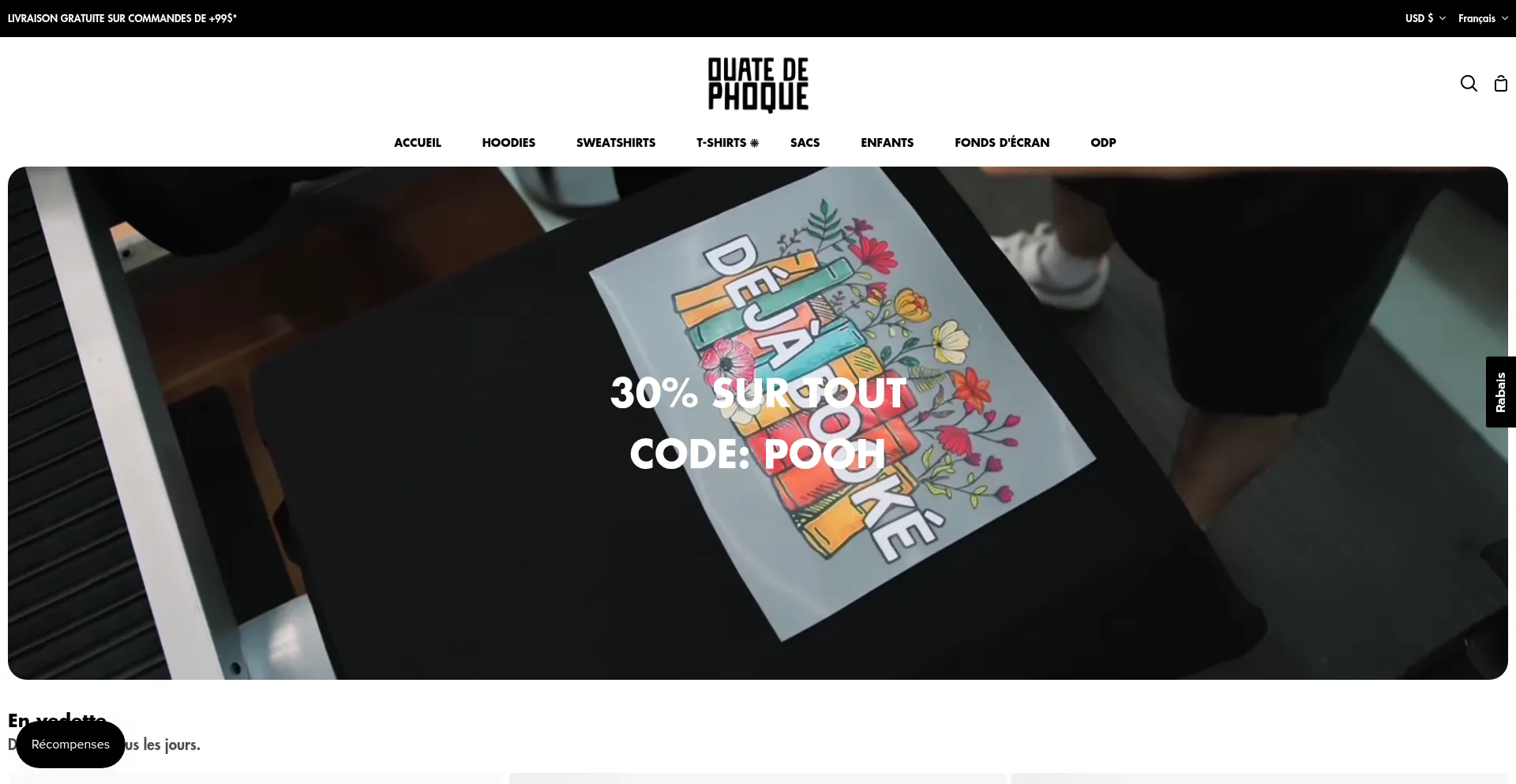 Website screenshot of Ouatedephoqueshop.com