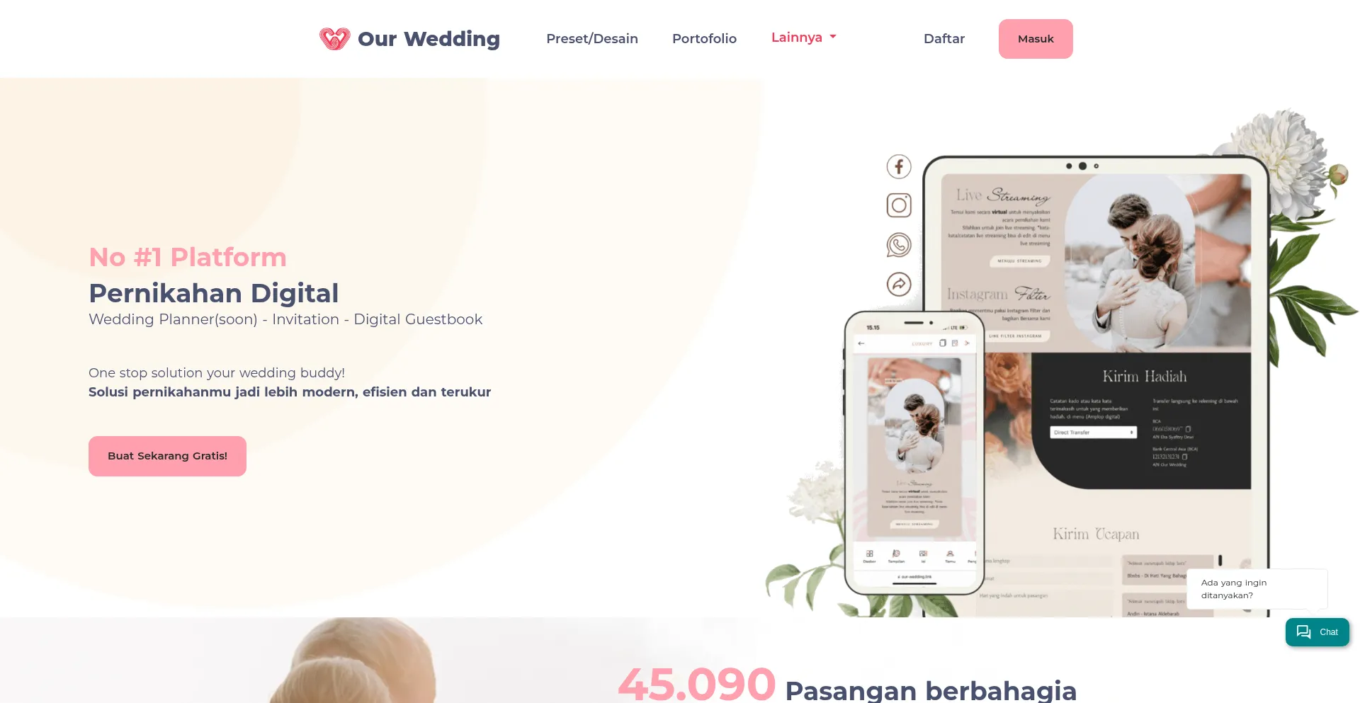 Website screenshot of Our-wedding.link
