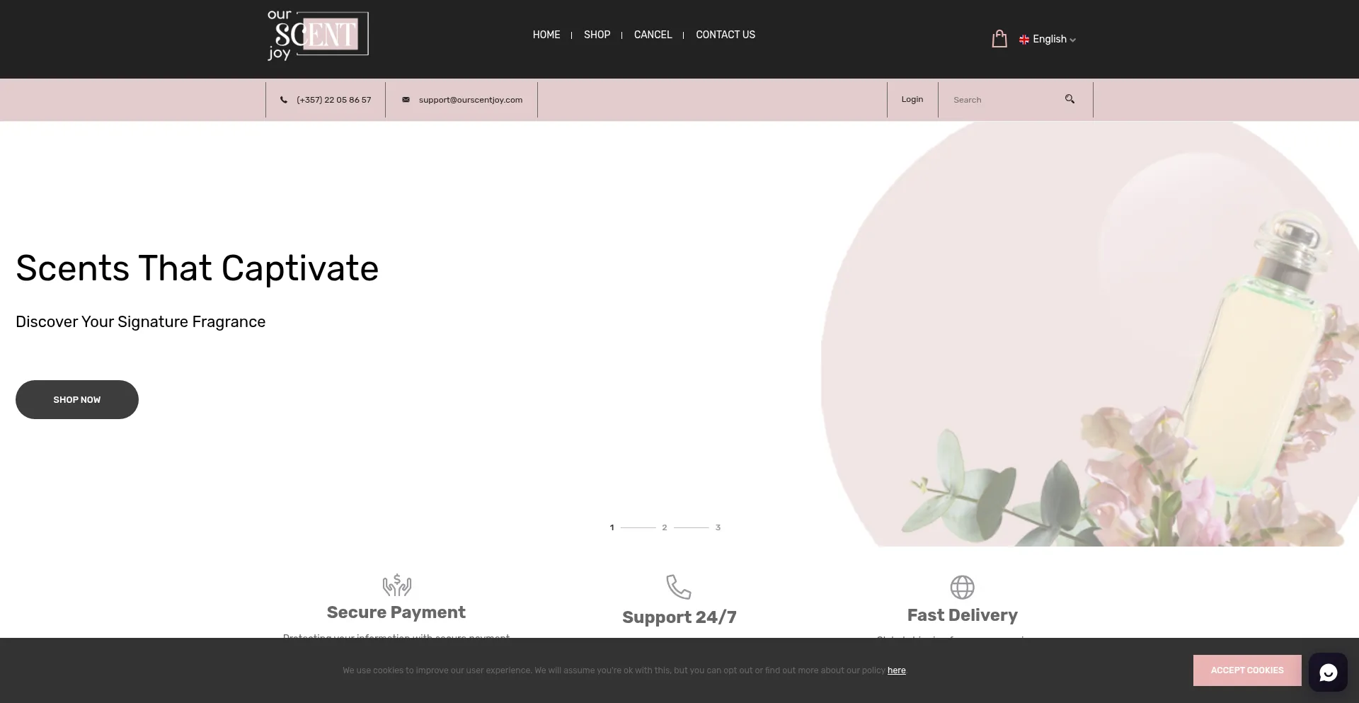 Website screenshot of Ourscentjoy.com
