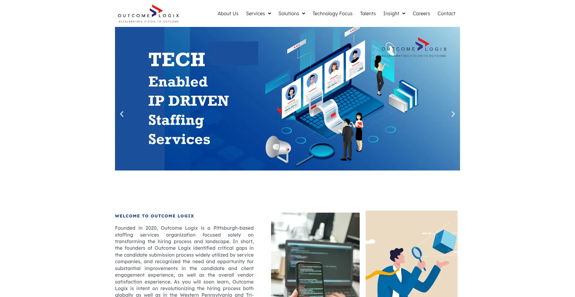 Website screenshot of Outcomelogix.com