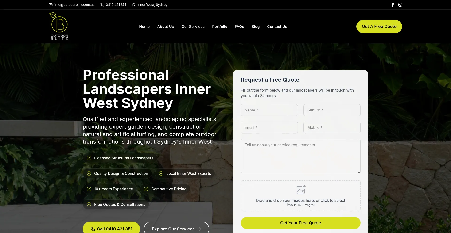 Website screenshot of Outdoorblitz.com.au