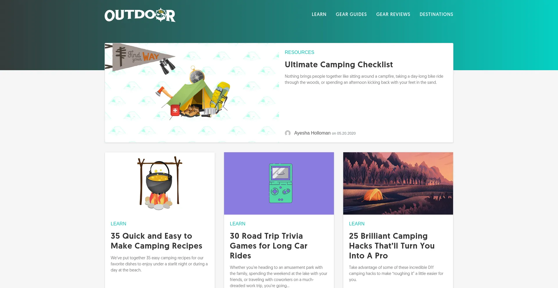 Website screenshot of Outdoorish.com