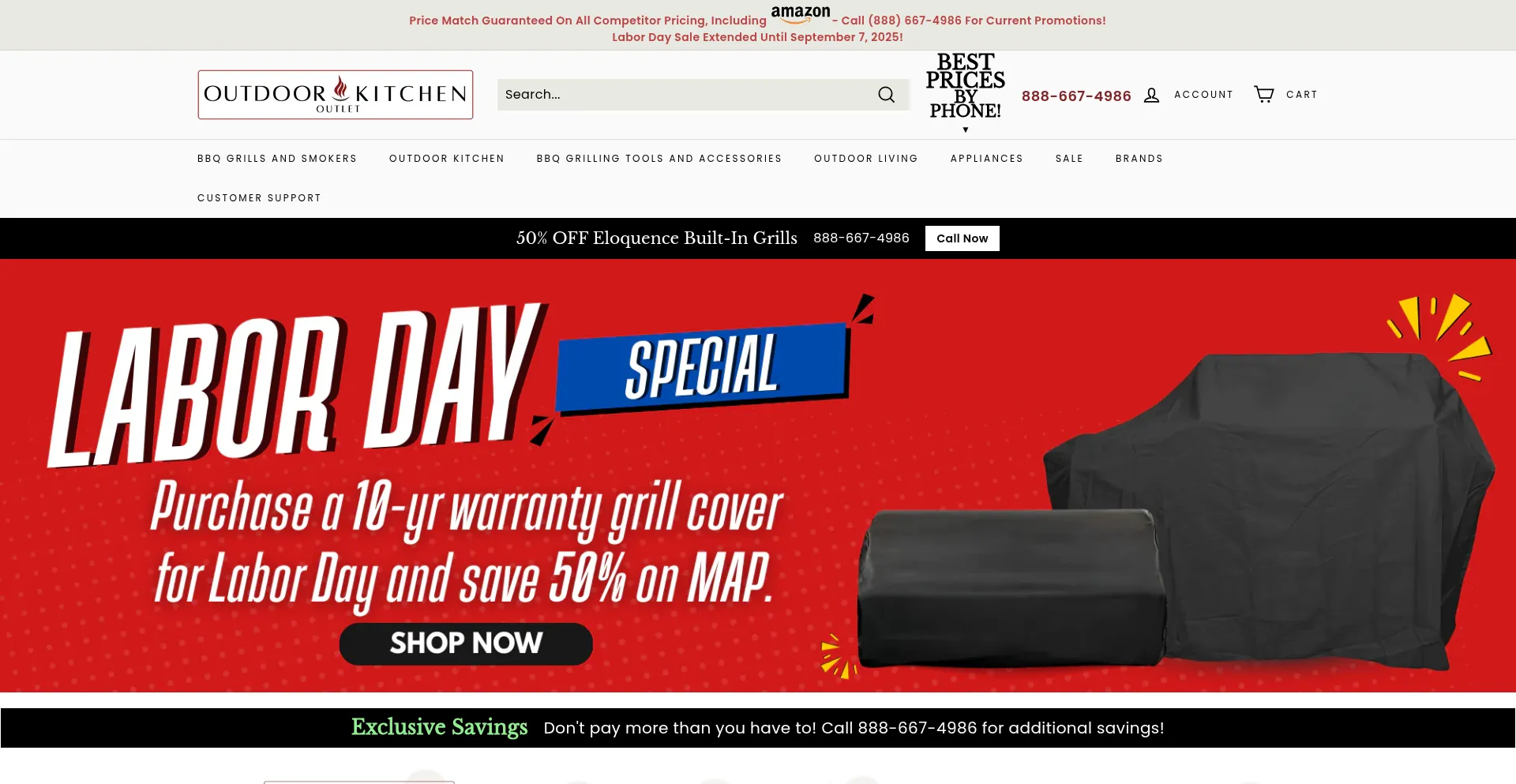 Website screenshot of Outdoorkitchenoutlet.com