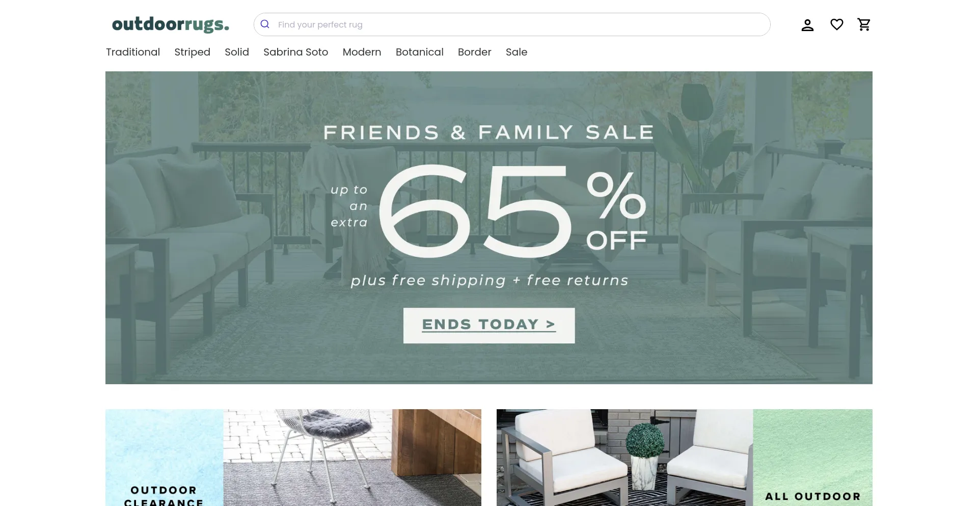 Website screenshot of Outdoorrugs.com