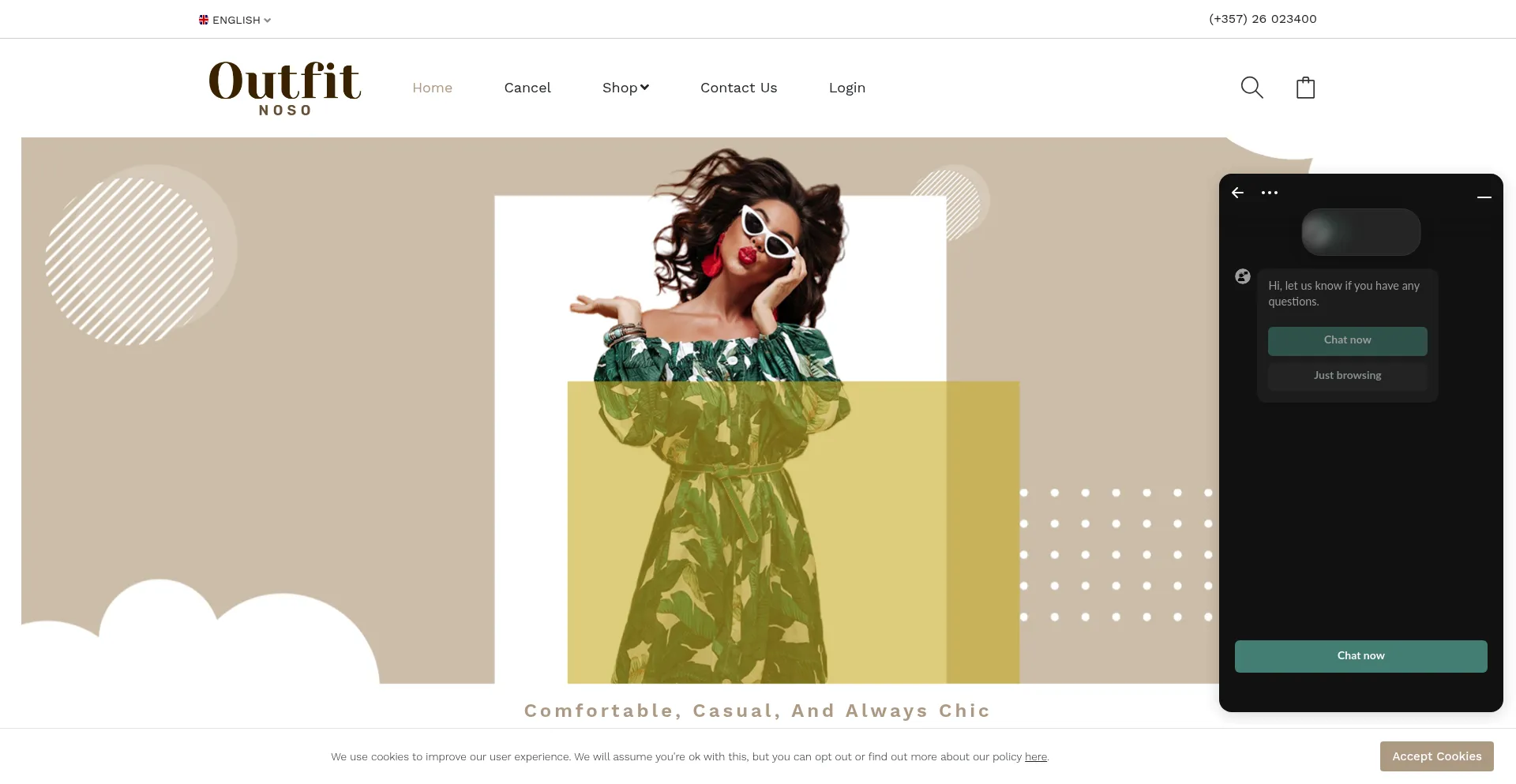 Website screenshot of Outfitnoso.com