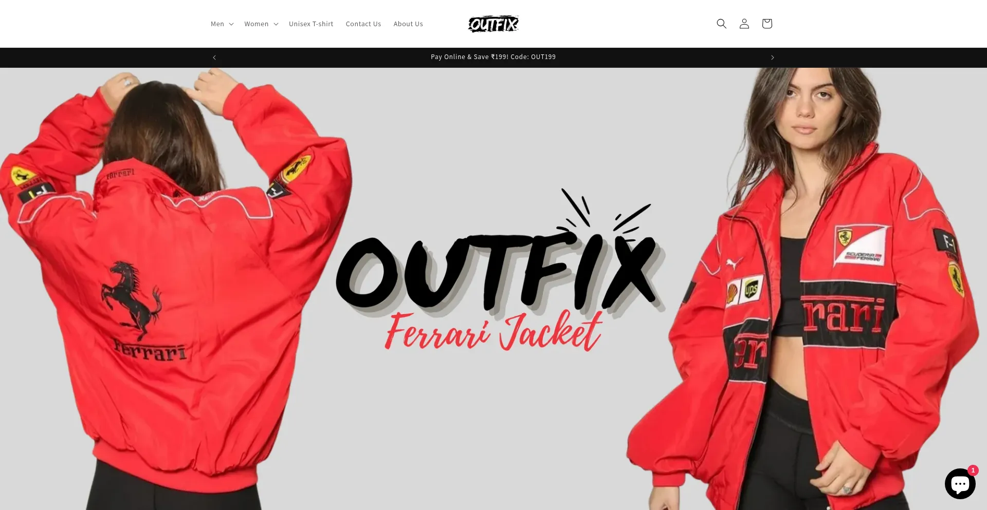 Website screenshot of Outfixcollection.com