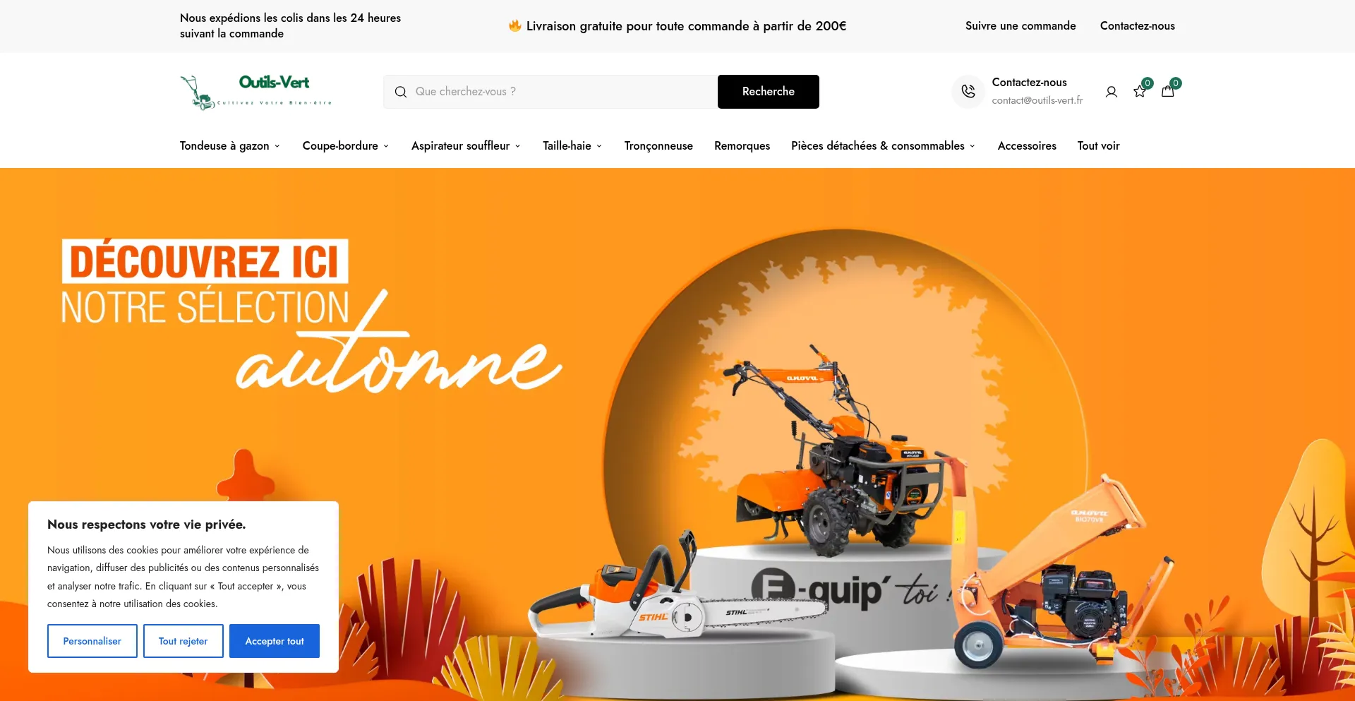 Website screenshot of Outils-vert.fr