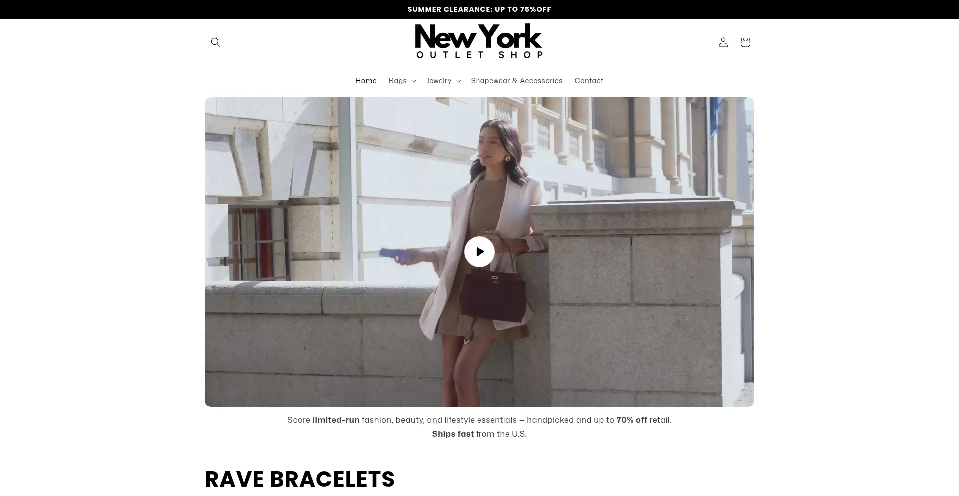 Website screenshot of Outletsnyc.shop