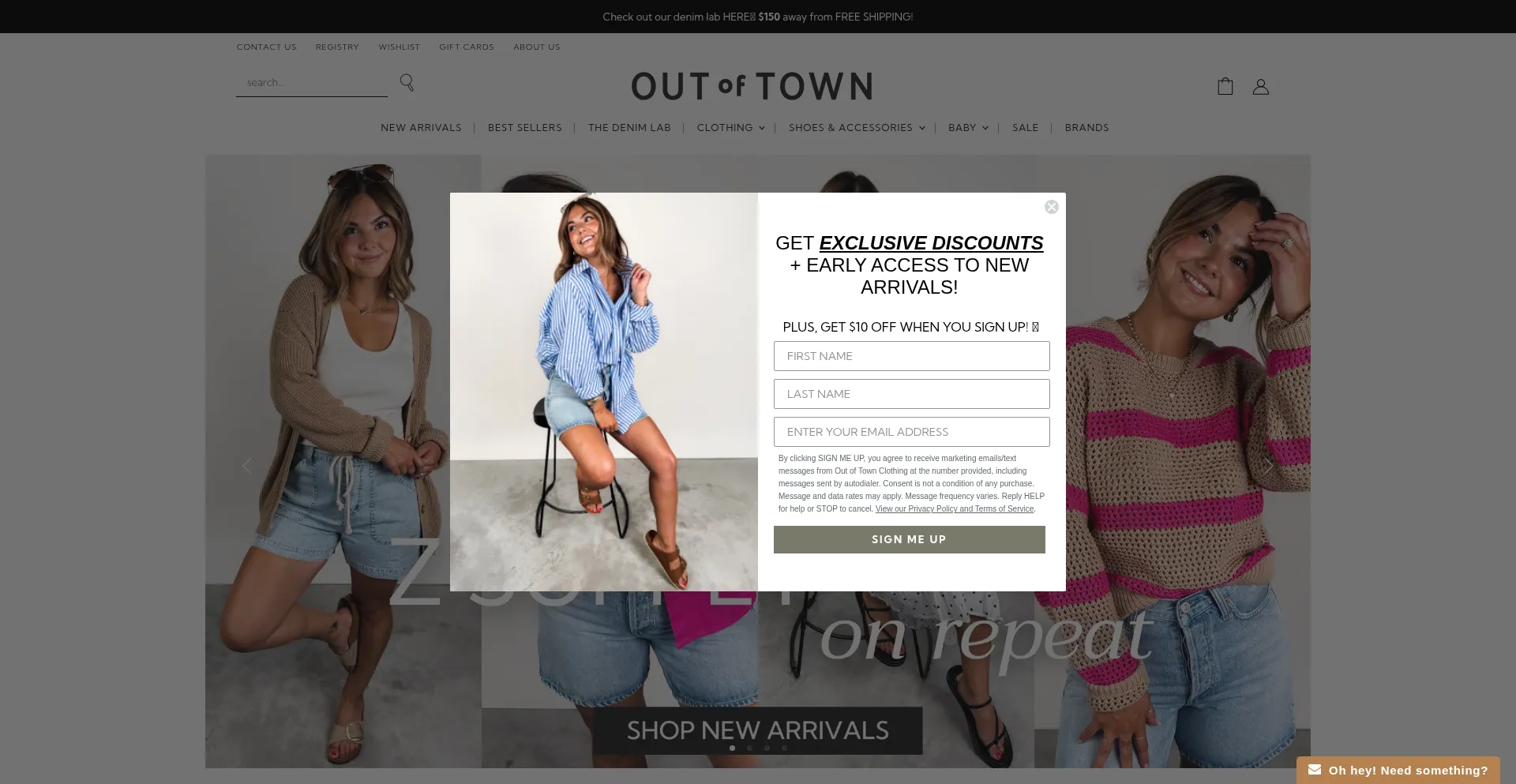 Website screenshot of Outoftownclothing.com