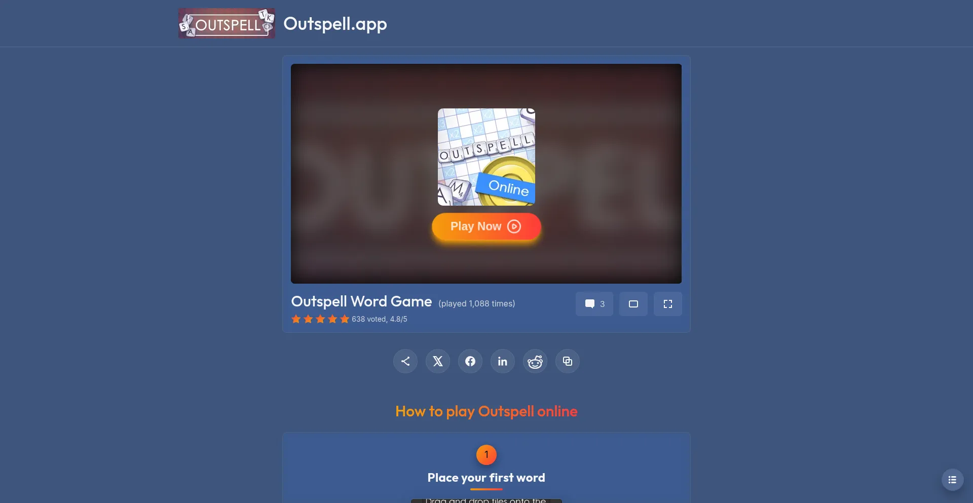 Website screenshot of Outspell.app