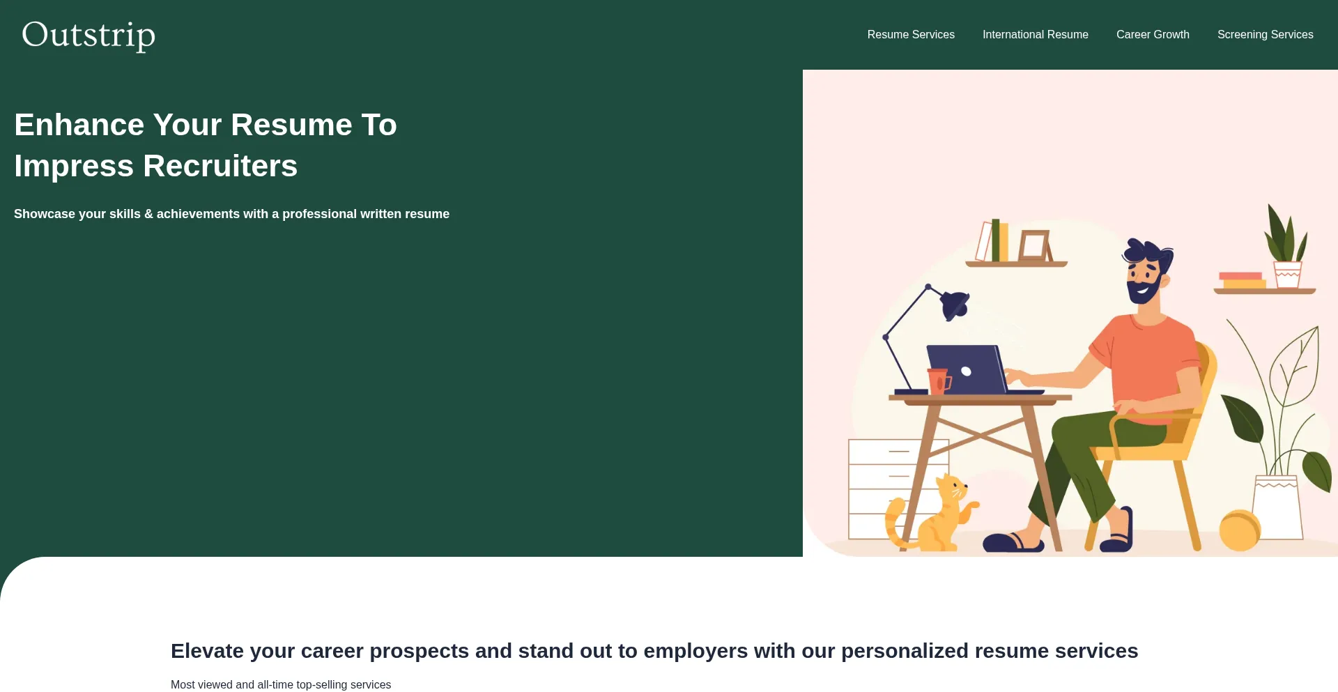 Website screenshot of Outstripcareer.com