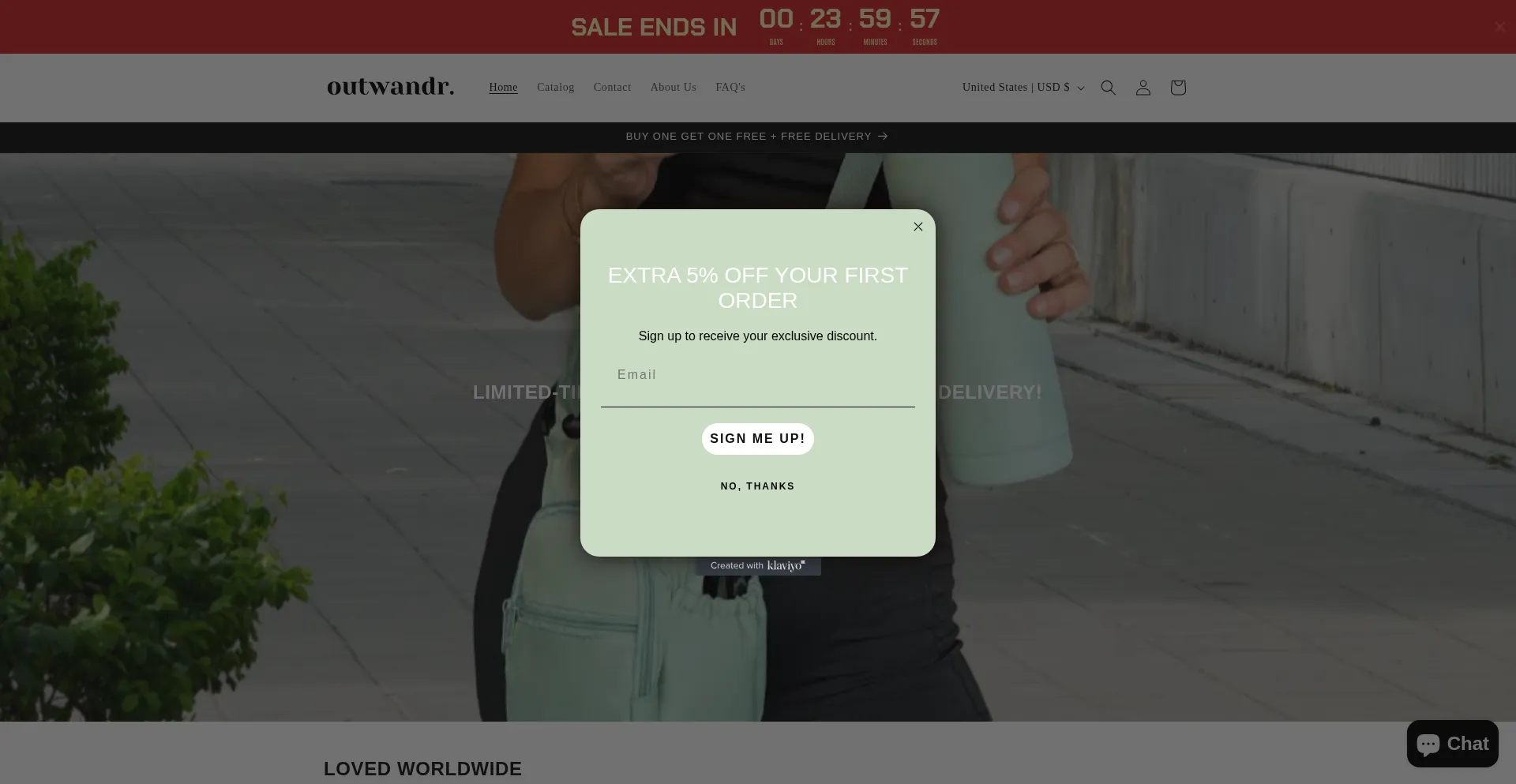 Website screenshot of Outwandr.com