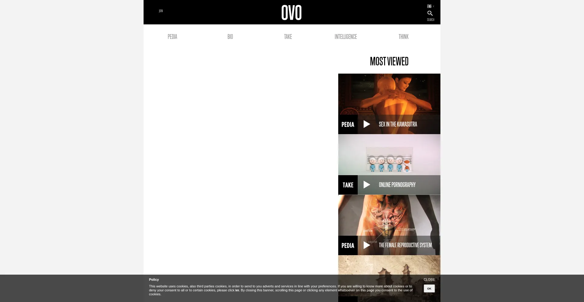 Website screenshot of Ovovideo.com