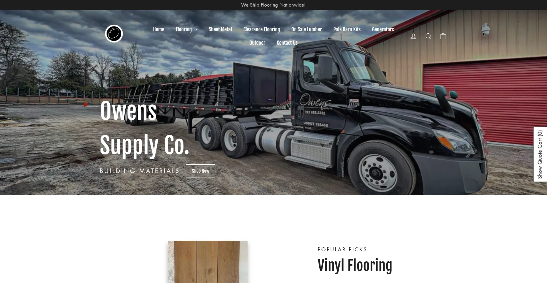 Website screenshot of Owenssupplyco.myshopify.com