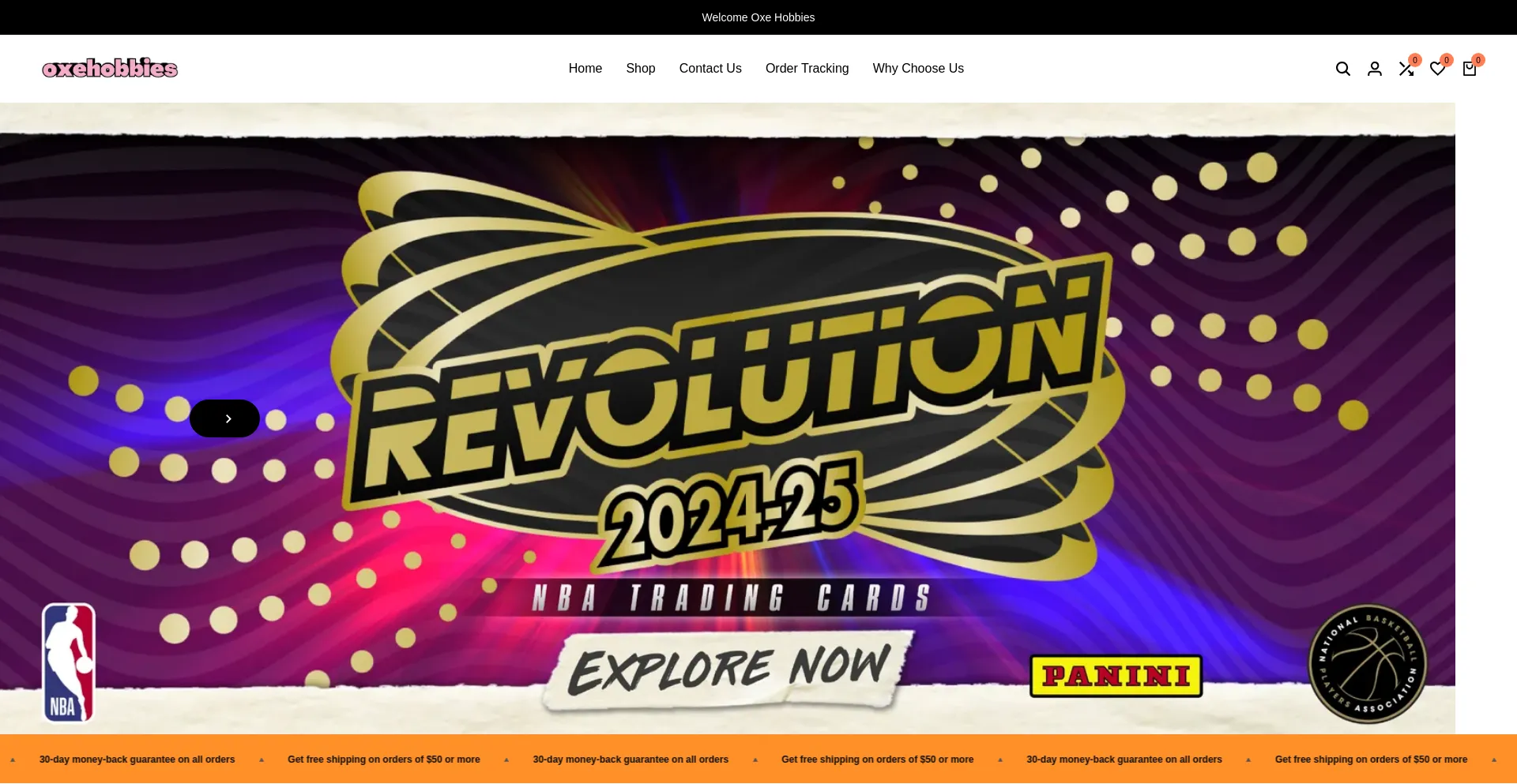 Website screenshot of Oxehobbies.shop