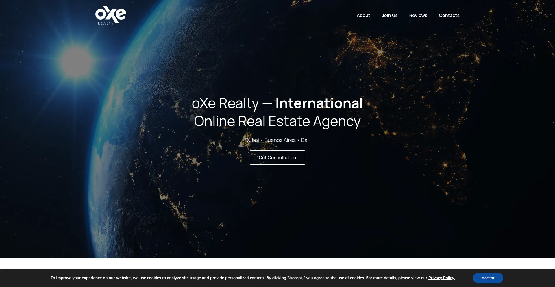 Website screenshot of Oxerealty.com