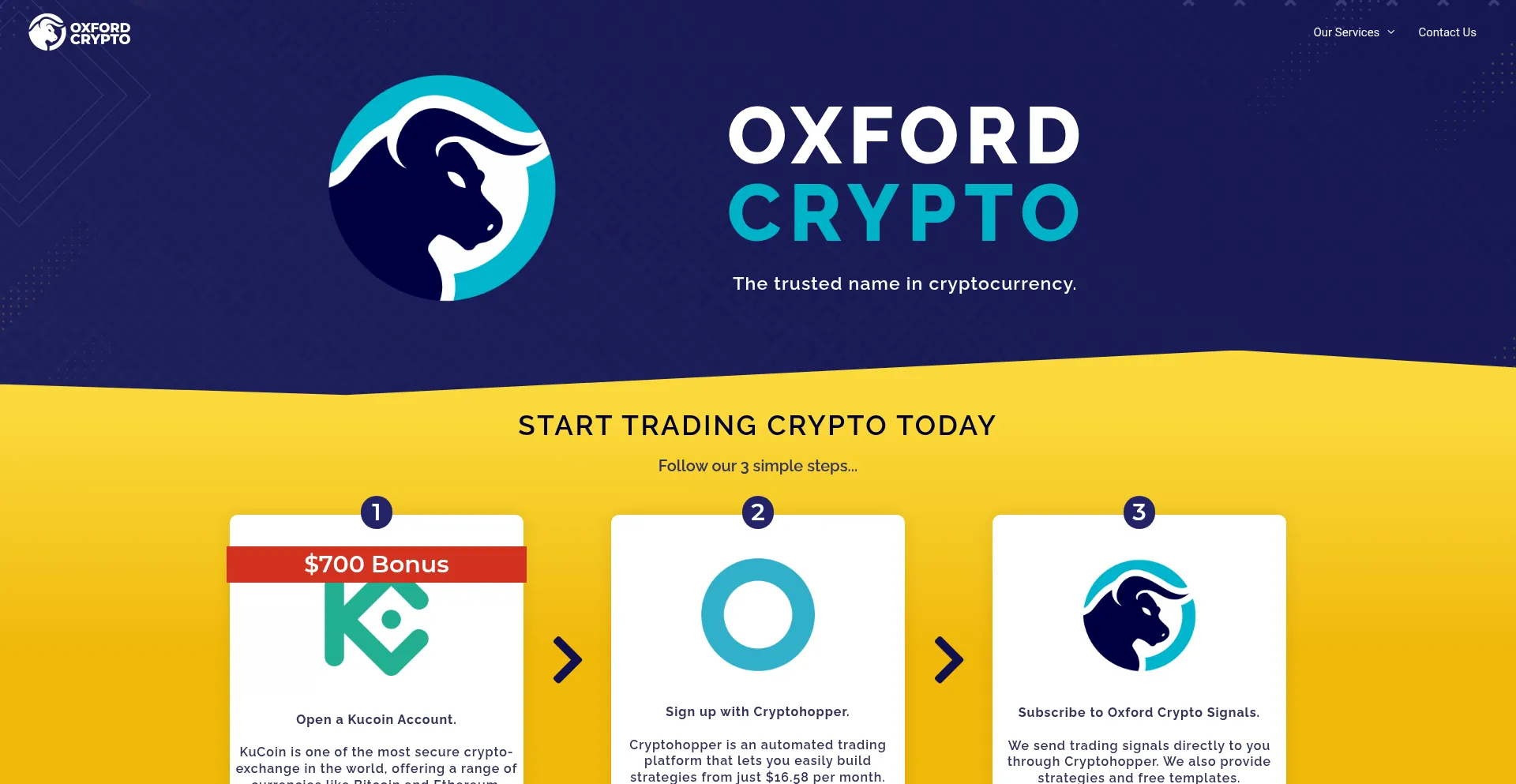Website screenshot of Oxfordcrypto.co.uk
