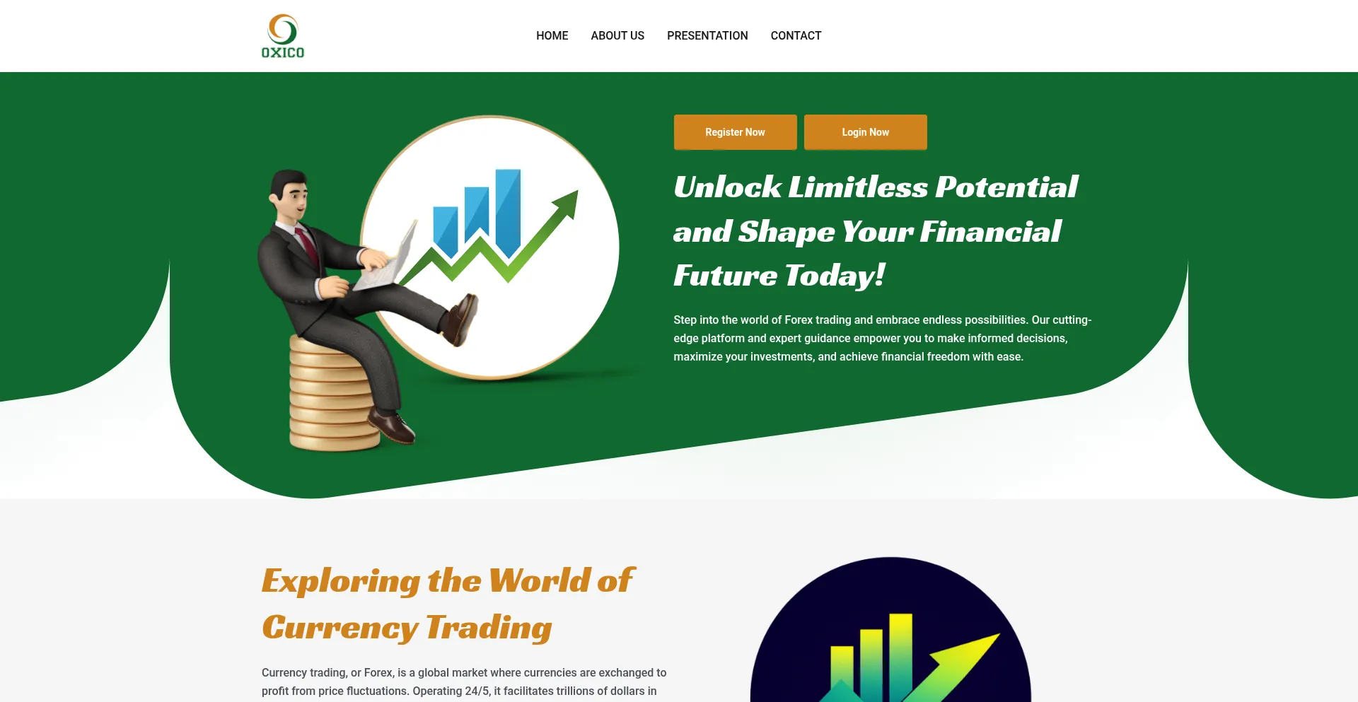 Website screenshot of Oxico.org